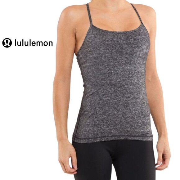 LULULEMON Power Y Tank *Luon Heathered Black size 4 - Picture 1 of 12